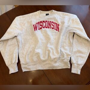 Wisconsin Light Gray Crewneck Pullover Sweatshirt Size XL